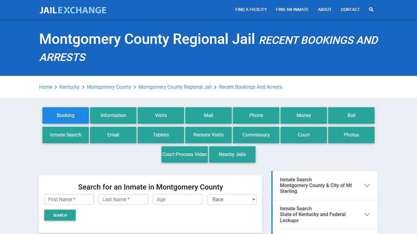 Montgomery County Regional Jail Recent Bookings And Arrests